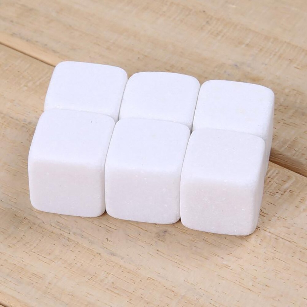 6 Pièces En Marbre Cubes Whisky Boissons Refroidissement Glace Pierre Cocktail Accessoires