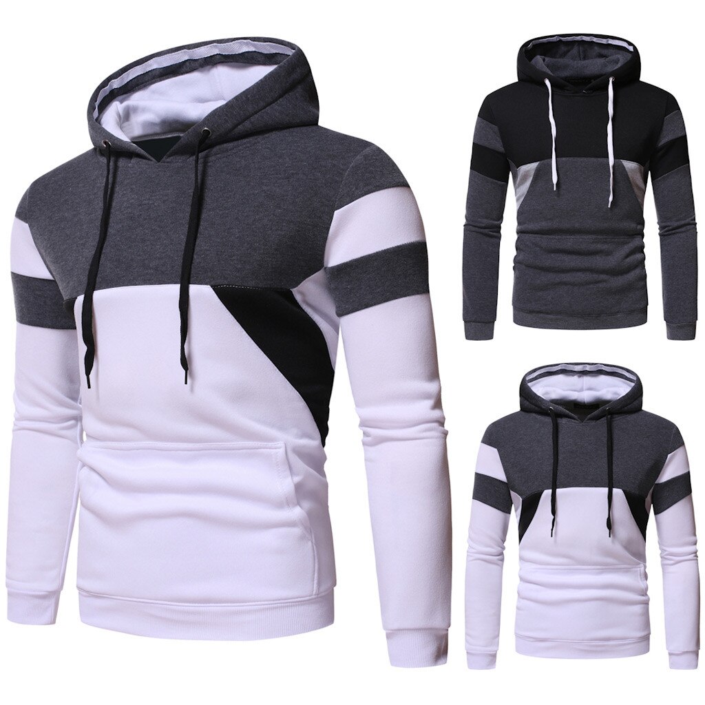 Men Autumn Training Hoodies Long Sleeve Patchwork Hooded Sweatshirt Fitness Tracksuit Sportwear Outwear Moleton Masculino#g4