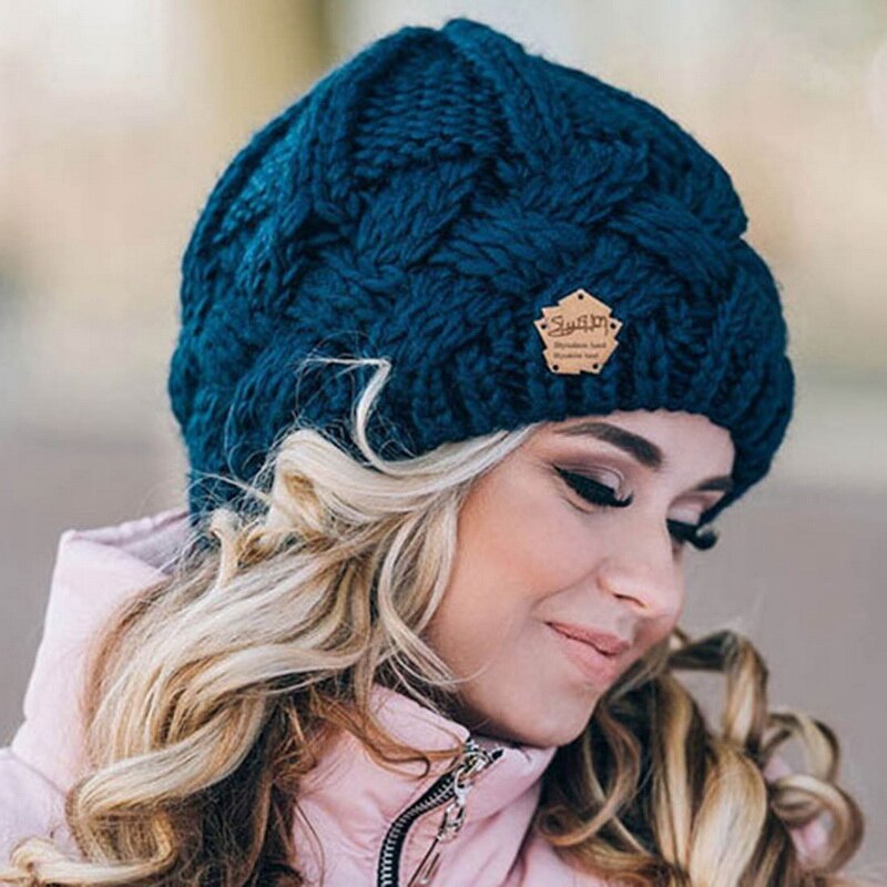 Knit hats For Women Beaines winter Breathable Hip-hop Gorras Simple Hat Warm Solid Casual Lady Knitted cap: blue green