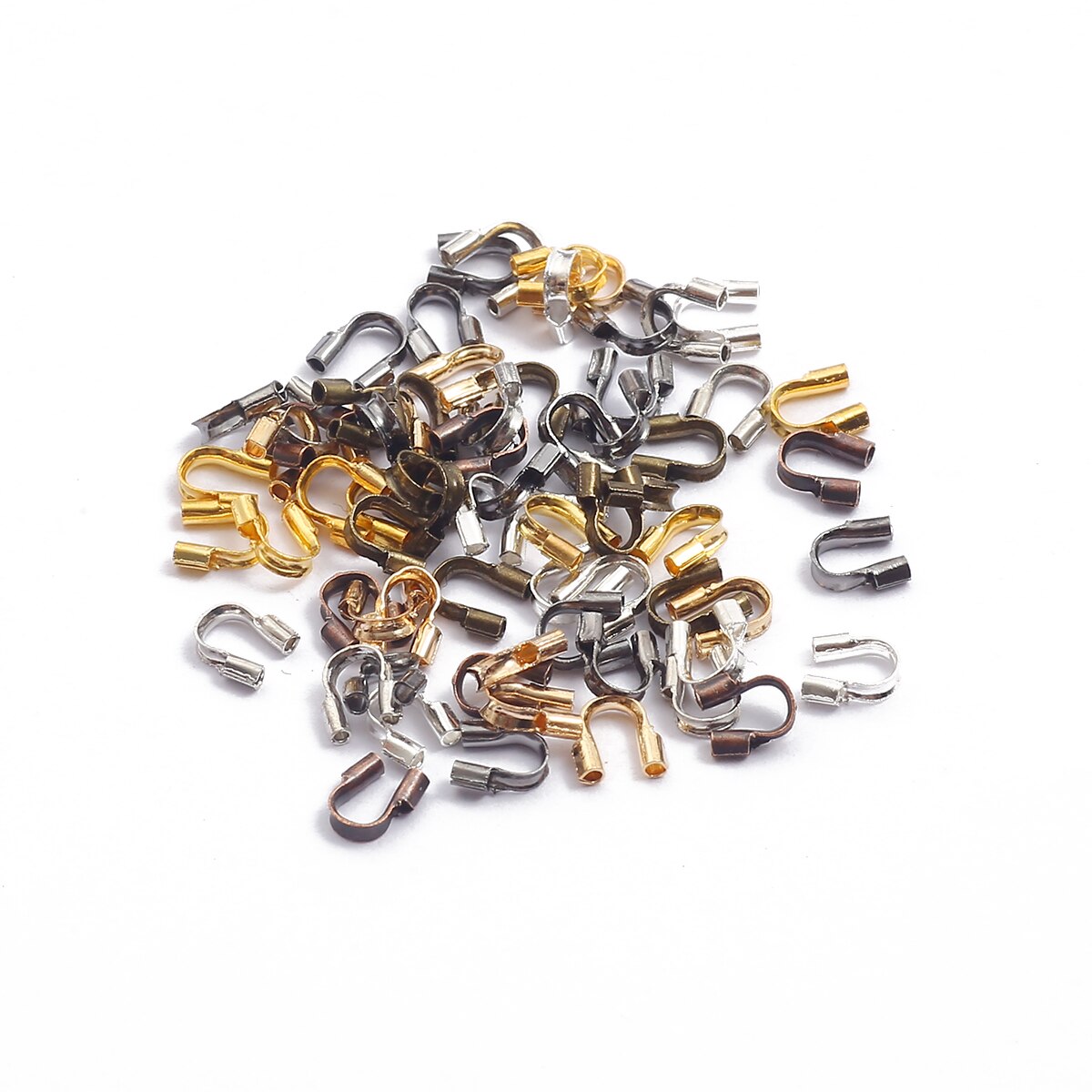 100Pcs 4X4Mm Draad Protectors Wire Guard Guardian Protectors Loops U-vorm E Einde Sluitingen Connector Voor sieraden Bevindingen Maken Diy: Mix Color