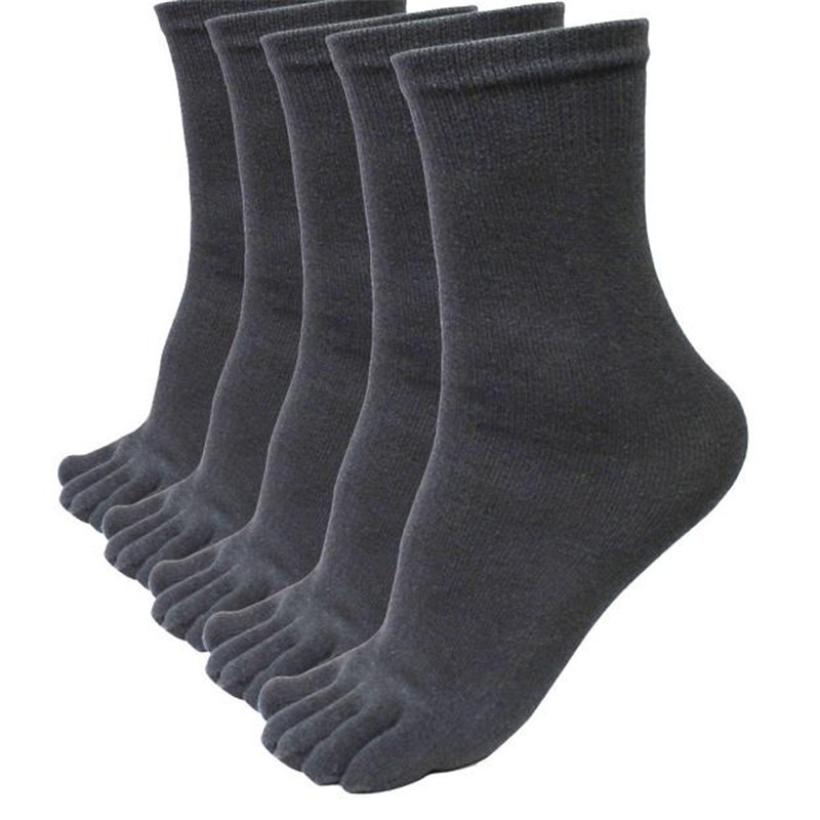 5 par femfingertå strømper elastiske korte soild sokker 17 nov 3: Mørkegrå