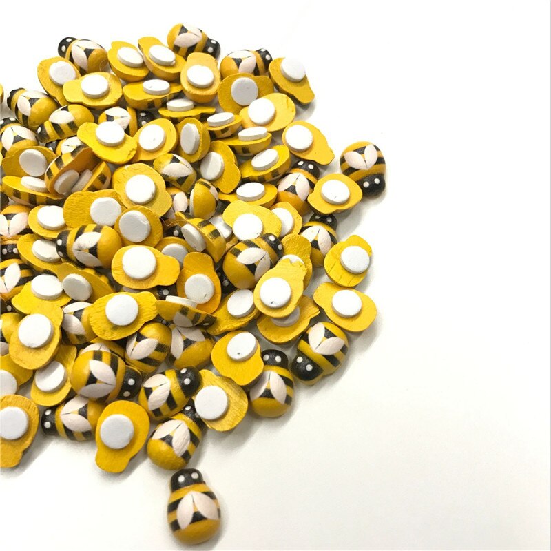 50 st mini trä bi flatback utsmyckning trä cutout kylskåp klistermärken för hantverk scrapbooking gör-det-själv inredning festfavoriter
