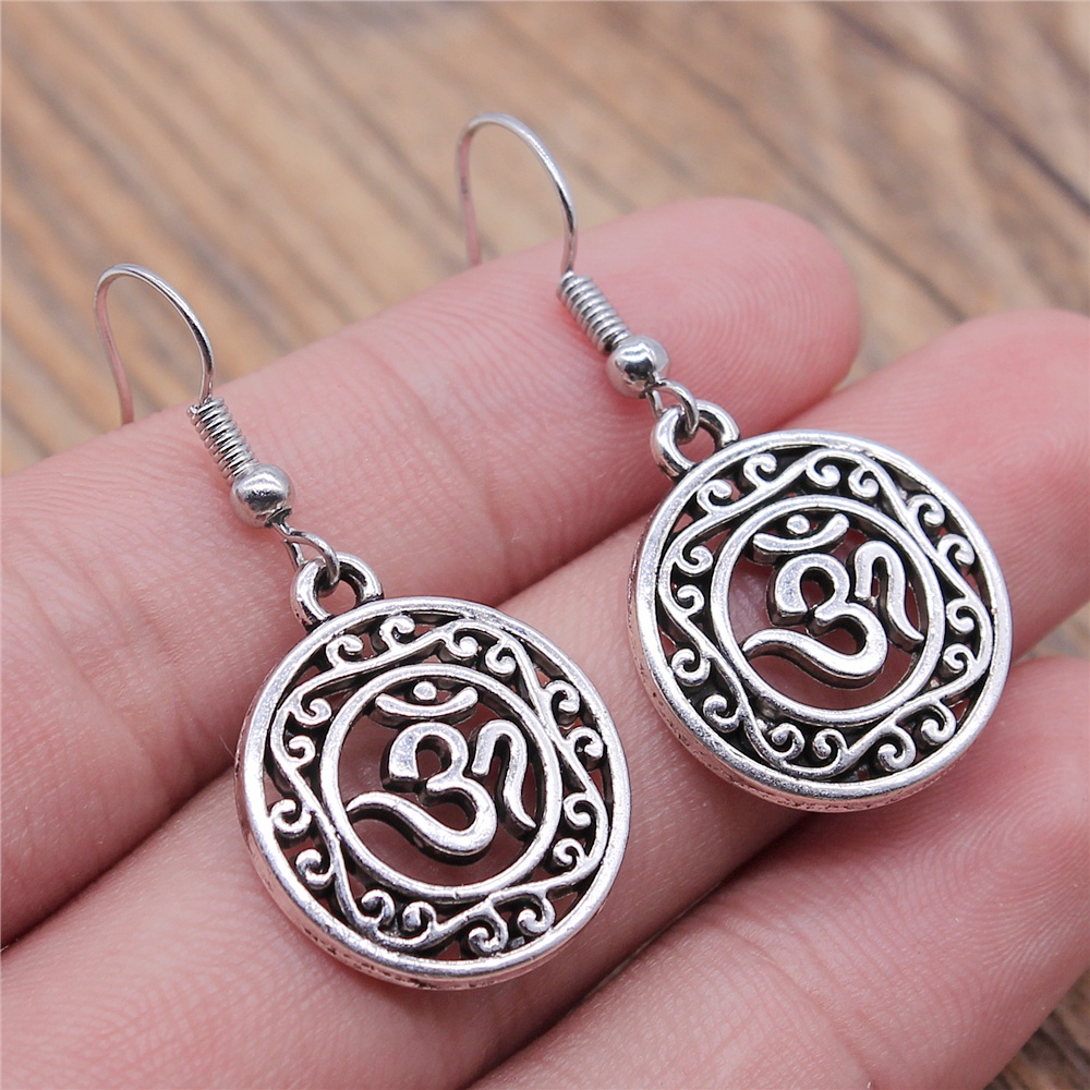 Om tecken yoga symbol örhängen yoga om symbol zen buddhism glasörhängen för kvinnor smycken: E1-b13483