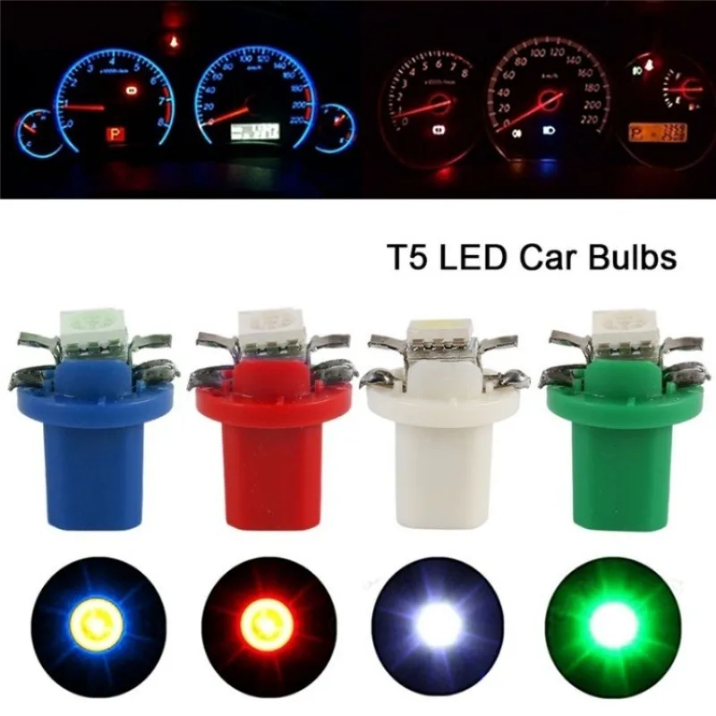Bombillas LED T5 para coche B8.5d, luces de velocidad para salpicadero de coche, accesorios de lámpara Interior para coche, lámparas de interruptor lateral para salpicadero de 12V