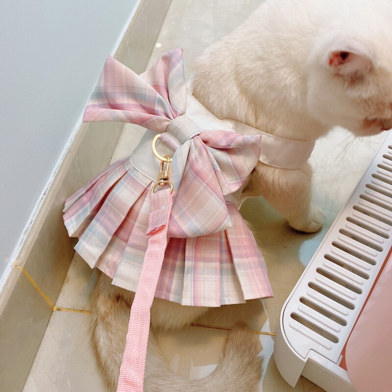 Kjæledyr hund katt klær søte valper hunder kjole med sele bånd chihuahua bichon luksus kjoler søtt skjørt for små hunder katter