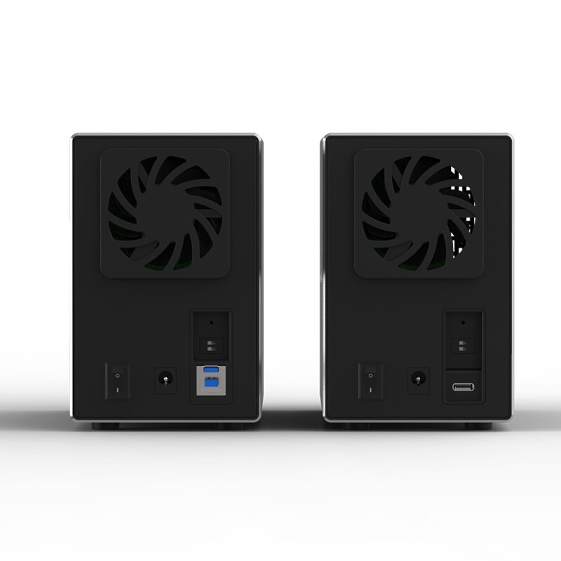 Gabinete de matriz de disco duro Dual 3,5 pulgadas Disco Duro Array con función RAID 4 modos USB3.1 tipo C disco Array Box 2 Bay Data Backup