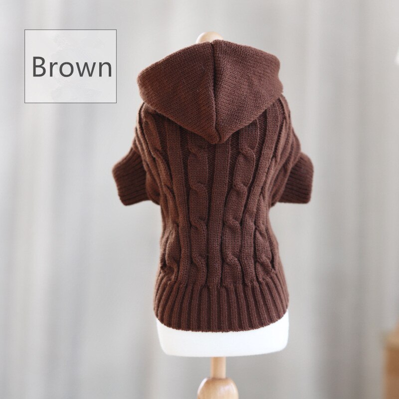Selvopvarmende vintertøj til kæledyr europæisk klassisk kæledyrstrøje hættetrøje unisex hundesweater med klassisk aran strik frakke: Brun / L