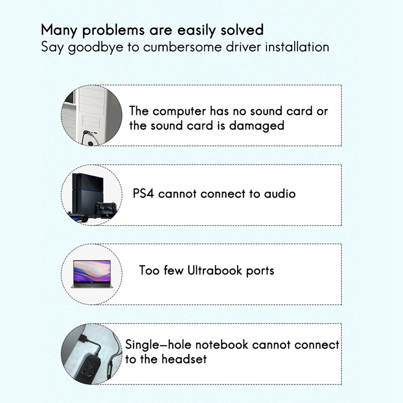 USB Sound Card 7.1 Channel 3.5Mm Audio Interface USB2.0 Microphone Headset Game Sound Card For PC Laptop Tablet