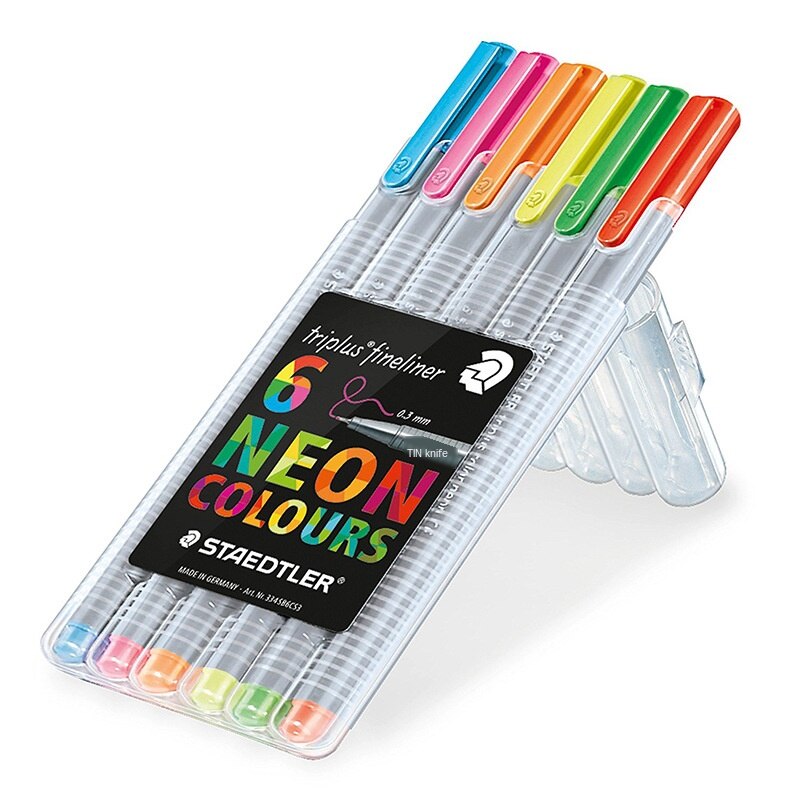 Staedtler Triplus Fineliner Pens Pack of 6 Neon Colours Case 334 SB6CS3
