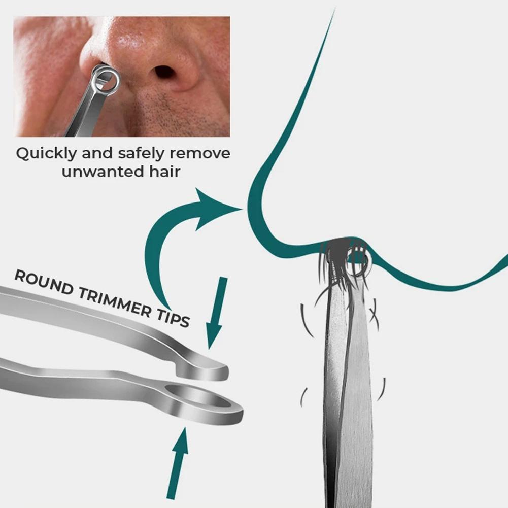 Nose Hair Clip Nose Hair Trimming Tweezers Round Tip Stainless Steel Eyebrow Tweezers Hair Removal Manual Tool For Ingrown Hair