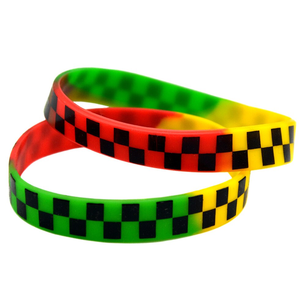 OBH 50PCS Hip Hop Style Printed Checkered Silicone Wristband
