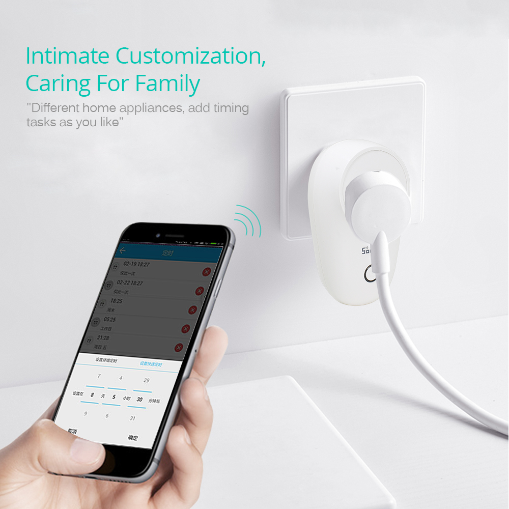 Sonoff  s26/ mini/basic wifi smart socket trådløs stikkontakt eu-e/eu-f/uk/us /au 220v 10a arbejde med google home automation alexa