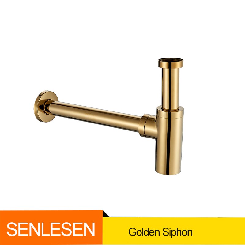 Senlesen Washbasin Drain Pipe Drainer Basin Sink Counter Odor-resistant Drain Pipe Fitting Set: Golden Siphon