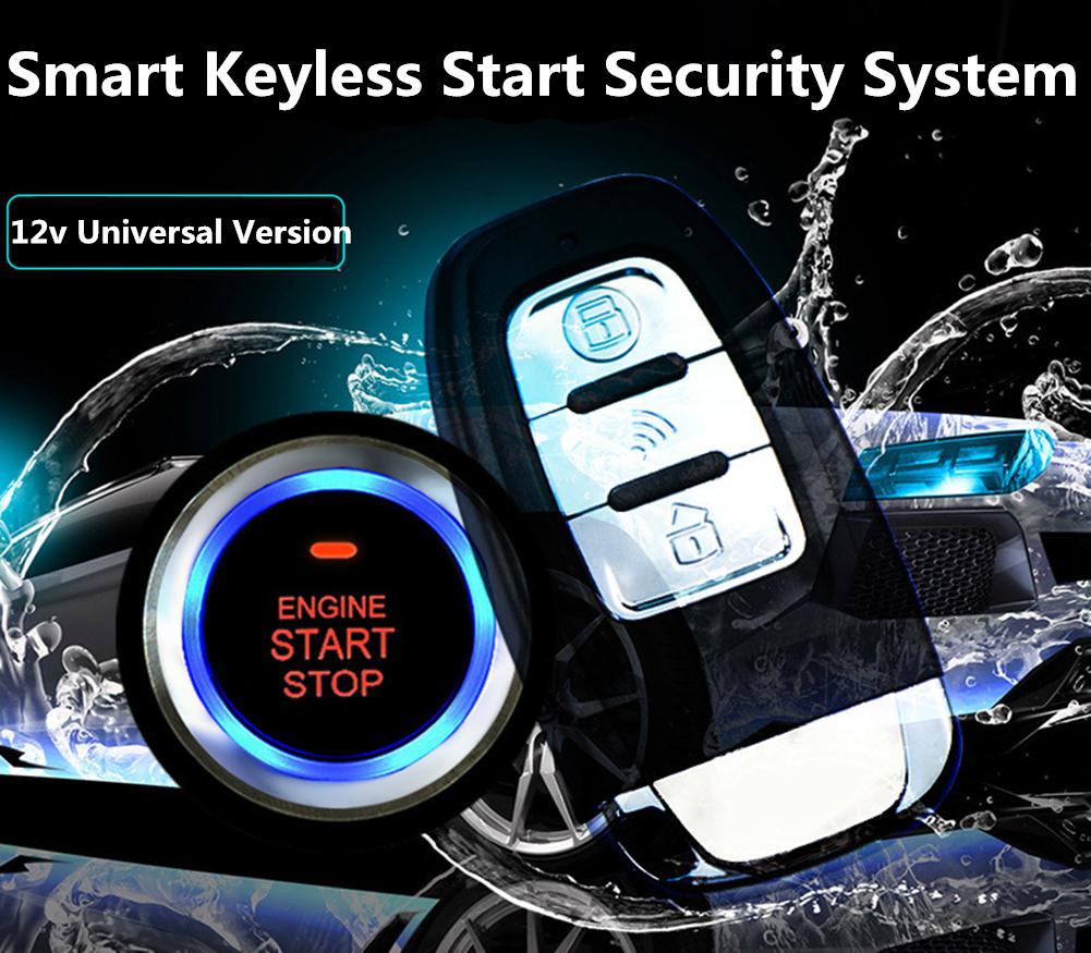 12V Universal 8Pcs Car Alarm Keyless Start Security System PKE Induction Anti-theft Keyless Entry Push Button Remote System