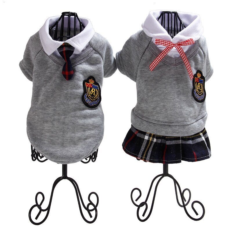Pet school style hoodie cat dog college style couple wear kitten puppy school uniform skirt dog shirt cat T-shirt pet clothes