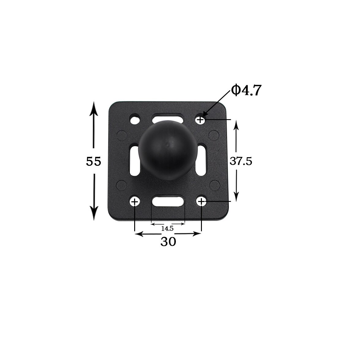 Moto rond carré Base de montage en aluminium caoutchouc 1 pouce trépied rotule pour Gopro pour Ram supports pour Garmin DSLR caméra