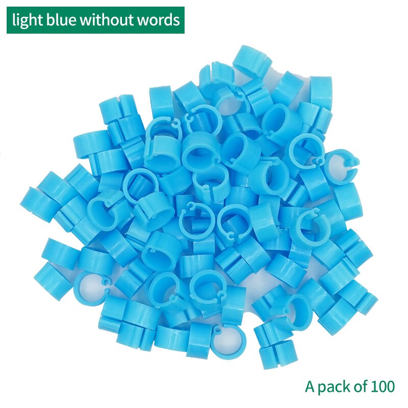 100Pcs 11Colors Birds Feet Rings Inner Diameter 8Mm Width 7Mm Plastic Clip Ring Pigeon Dove Quail Foot Ring Farm Animal Carrier: Blue