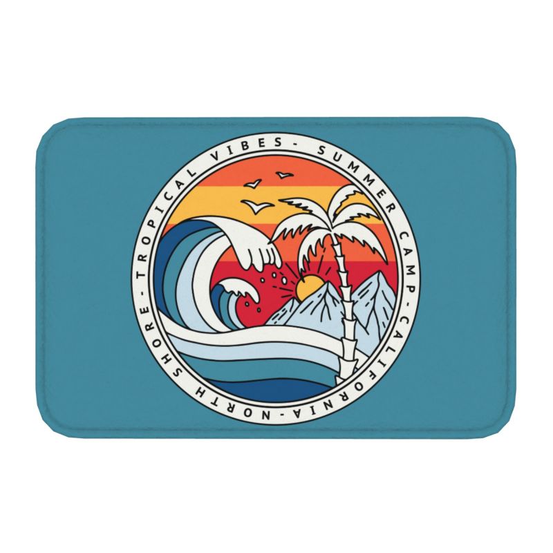 Kalifornien Strand Surfen Fuß matt Anti-Rutsch-Schlecht Küchen matt Toiletten tür Boden Eingang Teppich Teppich: Gelb