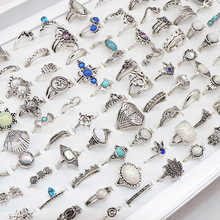 100 stks/partij Diverse Diy Bohemen Vintage Zilveren Bloem Vinger ringen Voor Vrouwen Party Sieraden Ringen