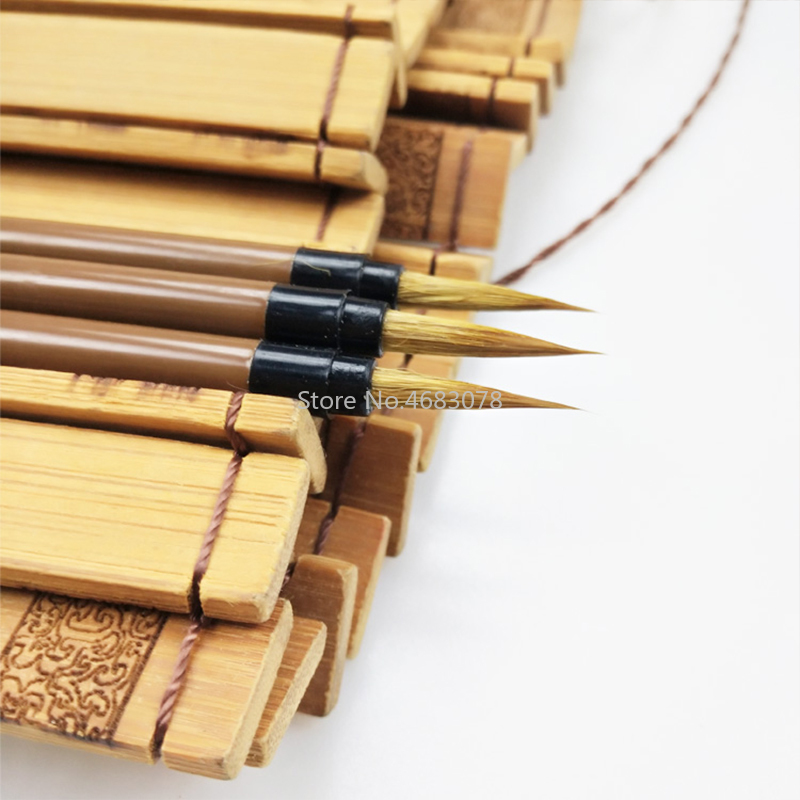 3pcs/set Brown Hook Line Fine Paint Brush Chinese Calligraphy Brush Pen Weasel HairPaint Brush Art Stationary Oil Painting Brush