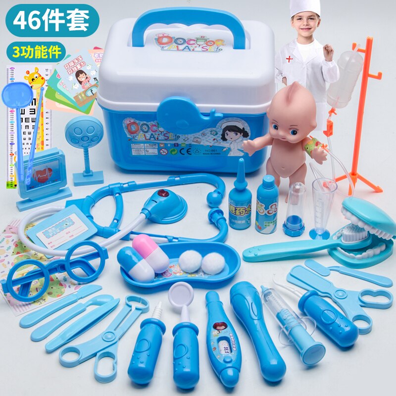 Nuovo Bambini Medico Set Giocattolo Per I Bambini Accessori Per Bambini Gioco di Ruolo Medico Dentista Giocattoli Ospedale Medicina Giochi Di Imitazione: 46pcs blue