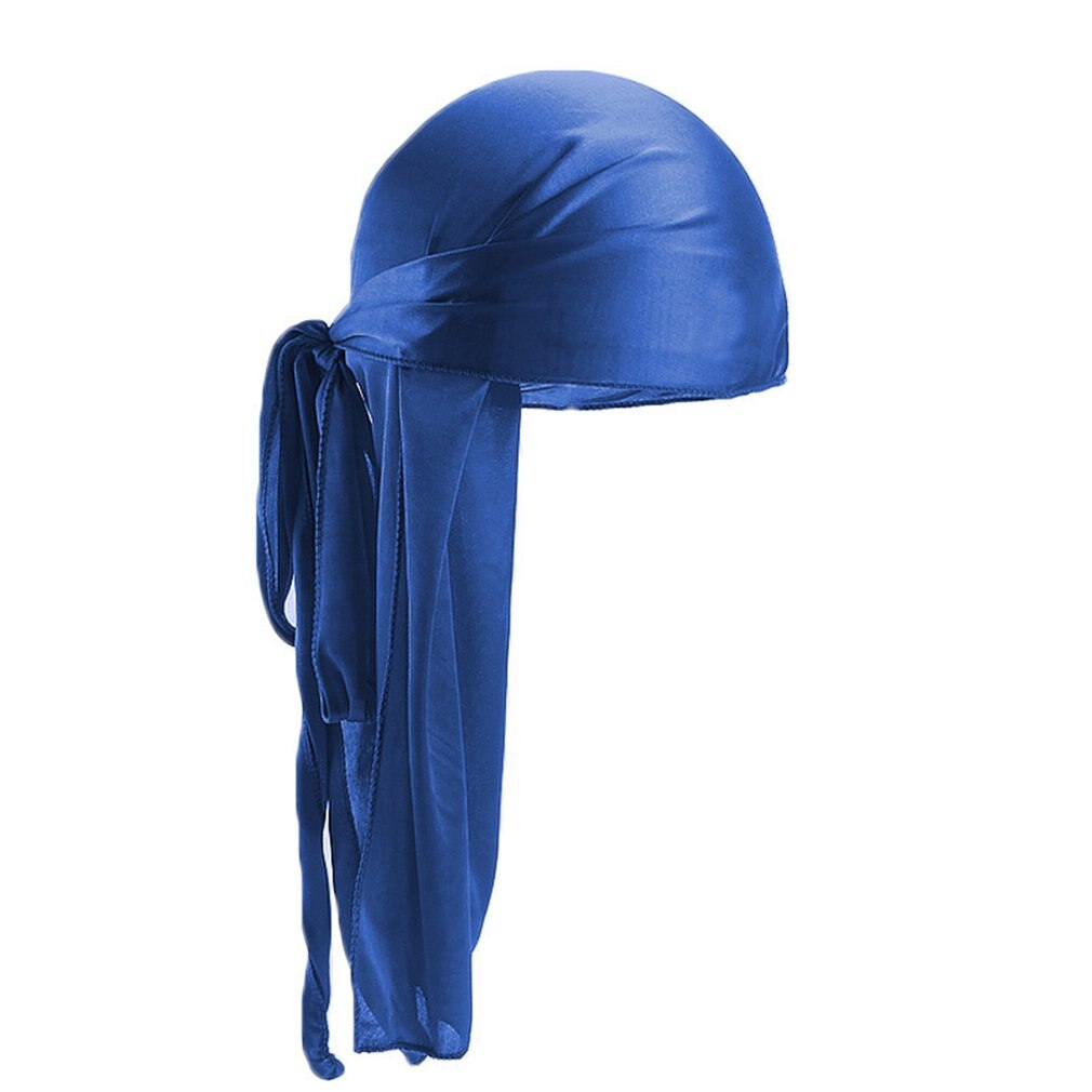Turban tressé à longue queue, chapeau de Pirate Flexible en fausse soie, Turban confortable, beauté essentielle: blue
