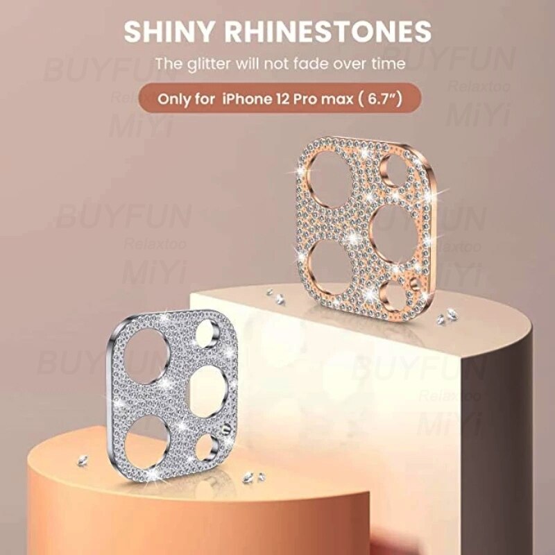 Glitter Rhinestone Camera Protector Case Cover For iPhone 13 Pro Max ProMax Mini Back 3D Shiny Diamond Lens Protect Funda Coque