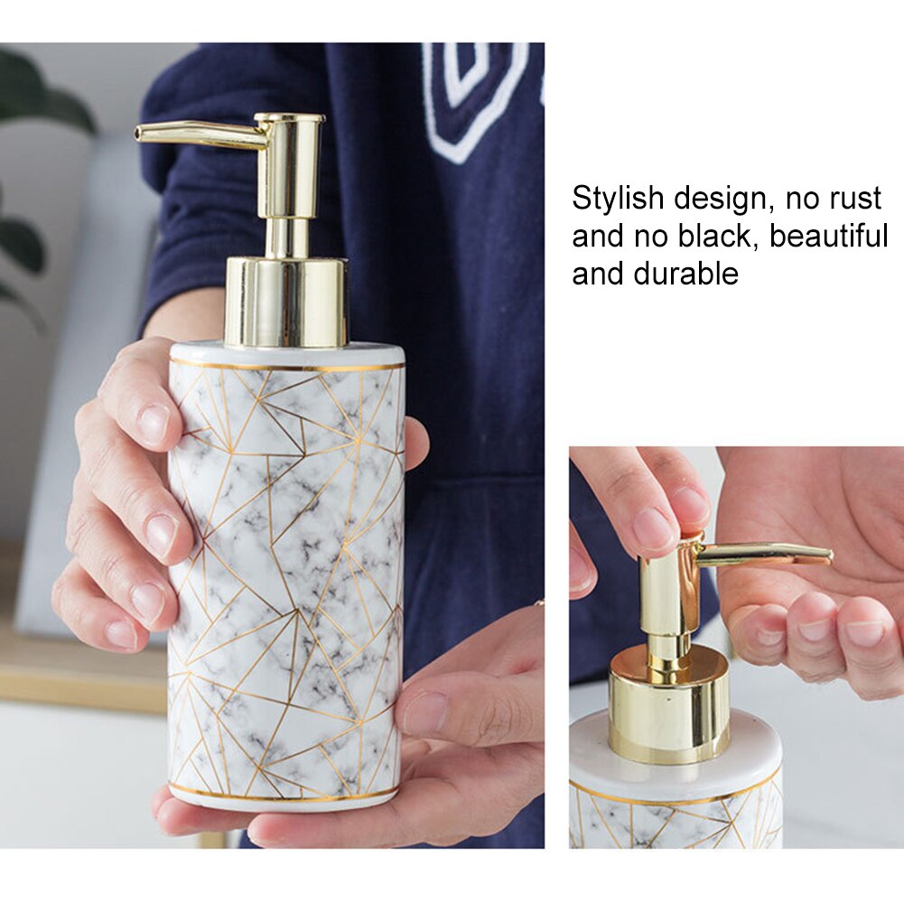 300ml snygga marmor keramiska lotion schampo flytande tvål dispenser pumpflaska tom påfyllningsbar flaska kosmetiska behållare