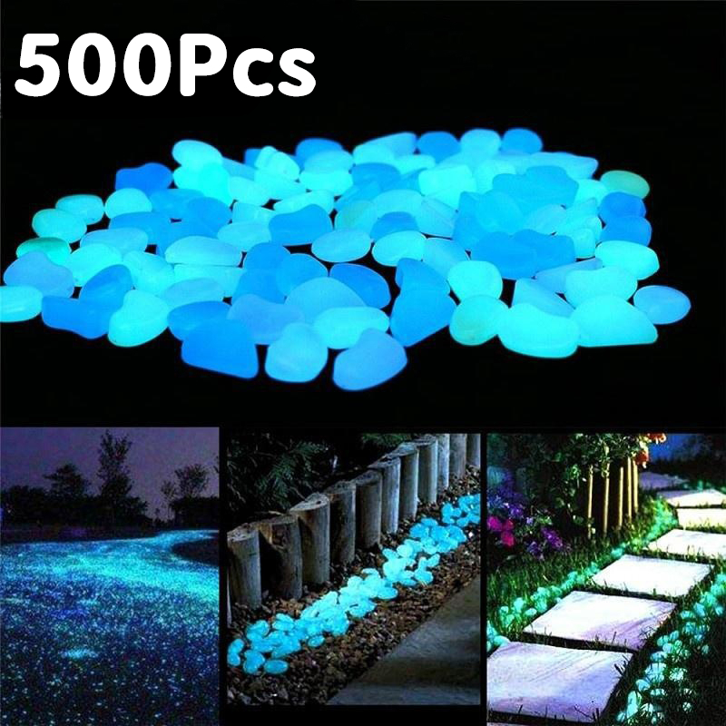 Pedras luminosas que brilham no escuro, pedras brilhantes, passarelas ao ar livre, casa, jardim, quintal, decoração, tanque de peixes, pedras de seixo