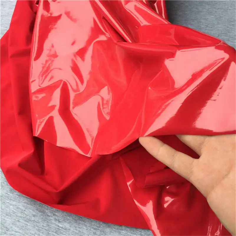 Shiny Glossy Soft Vinyl Patent Leather Fabric Elastic PVC Fabric Material for Dress Upholstery 140CM Wide Sold By Meter