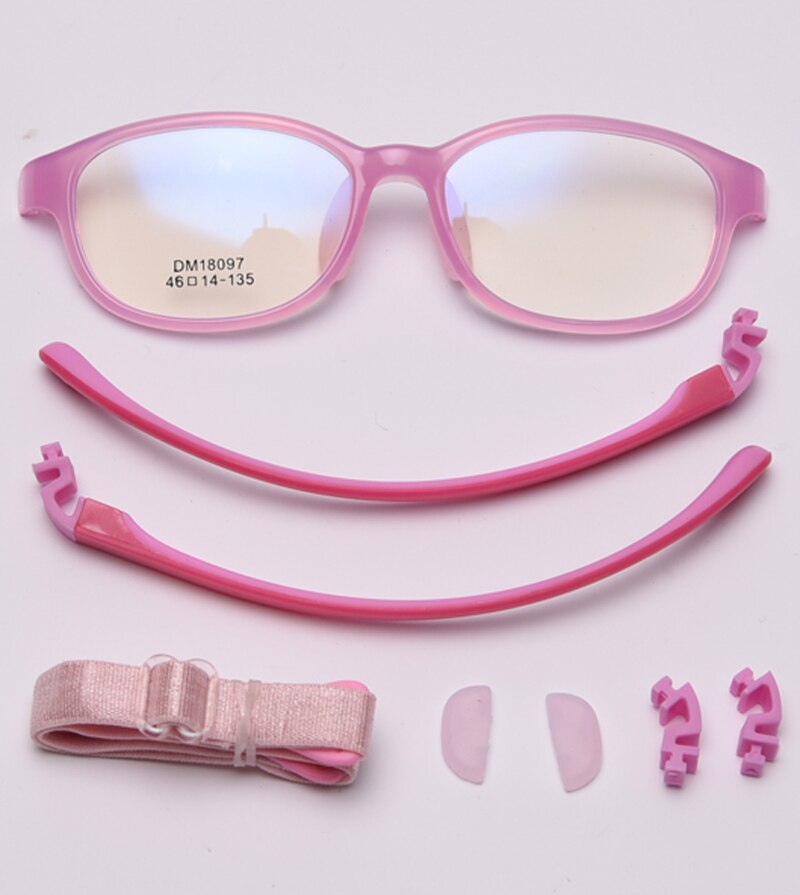 Peekaboo silicone square glasses for kids TR90 frame blue pink girl optical glasses frame for children accessories for students: pink with clear