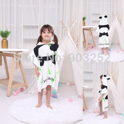 Børns badehåndklæder åndbart varmt barn tegneserie badekåber hætteklædte badehåndklæder (panda): 3t