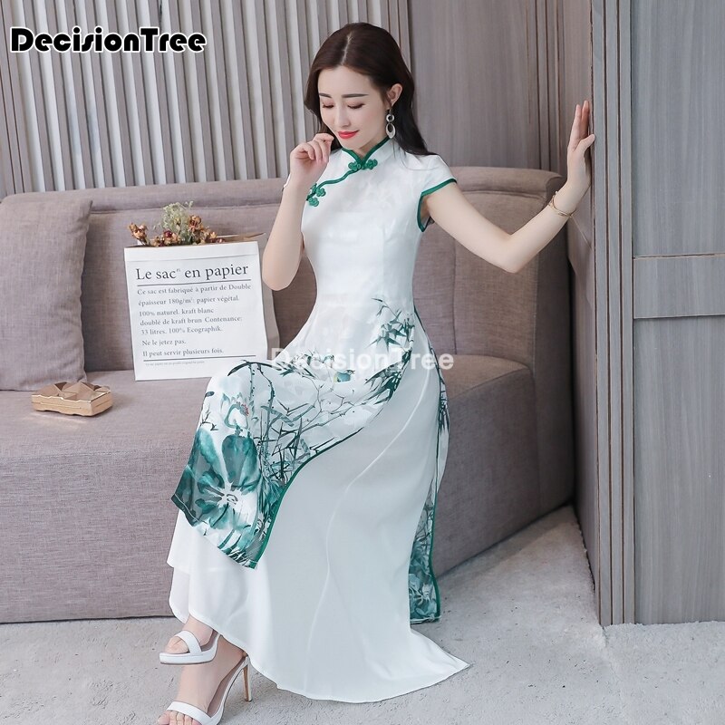 cheongsam dress women lace qipao spilt cheongsam mandarin collar novelty chinese dress lady party dress