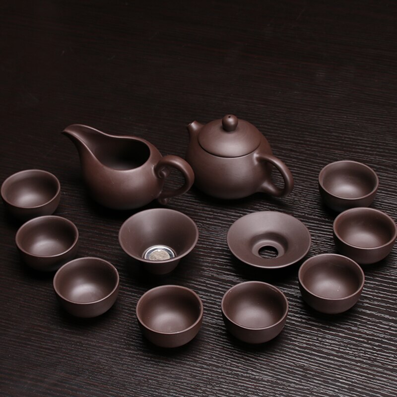 Chinese Dragon Kung Fu Tea Sets,Genuine Yixing Purple Clay Teapot,Zisha Teacups,Pure manual,Tea Service Tea Set: NO 4