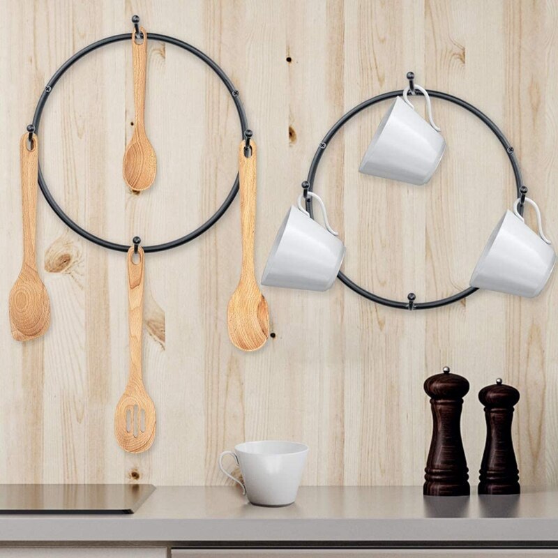 Mural Porte-Gobelet À Café (9.8 pouces/3 pièces) Rond Porte-gobelet Avec tasse à café Rack De Stockage Et Rack De Stockage