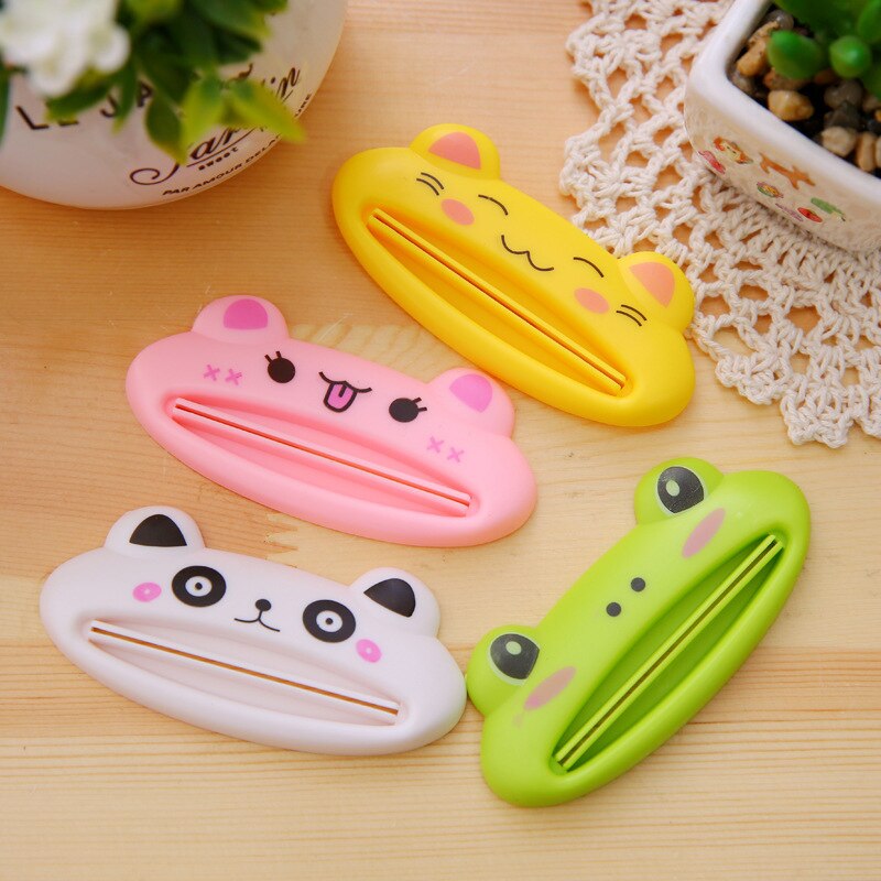 5/3/2/Pcs Cute Cartoon Squeeze Toothpaste Device Toothpaste Dispenser Facial Cleanser Squeezer Clip Bathroom Accessories