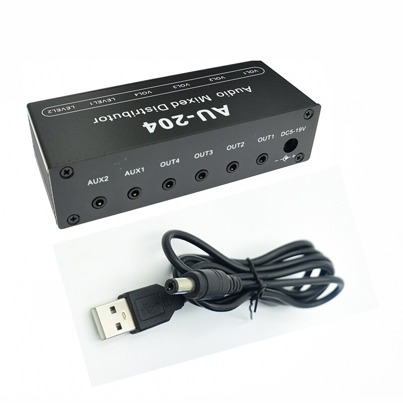Mikser Audio Stereo dystrybutor przełącznik wyboru sygnału 2 wejście 4 wyjście aux 3.5 MM indywidualnie steruje wzmacniaczem słuchawek: Srebrny