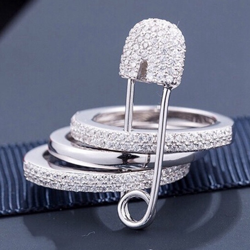 Goud Zilver Vinger Ringen Set Voor Vrouwen Met Pin Aaa Cubic Zirkoon Ringen Pave Instelling Vrouwelijke Partij Sieraden Anillos Mujer