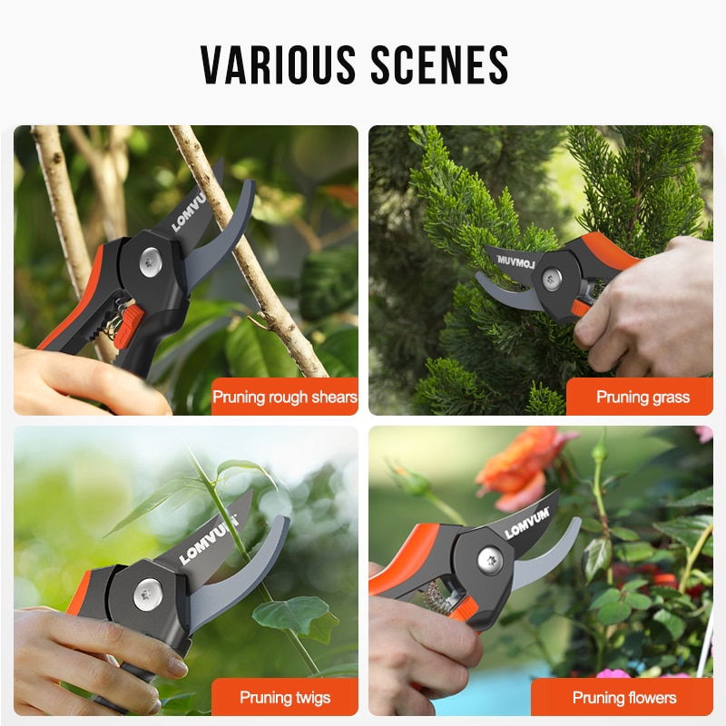 Tijeras de podar LOMVUM, herramientas de jardinería, podadoras de ramas afiladas, tijeras de jardín, podadoras de ramas afiladas, protección de mano duradera