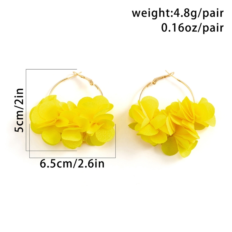 Pendientes aro pétalos, pendientes colgantes flores tela, pendientes gota pendientes circulares con