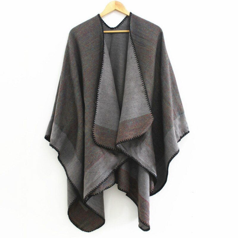 Dames Poncho Sjaal Open Front Omkeerbare Sjaal Dikke Vest Jas | NL
