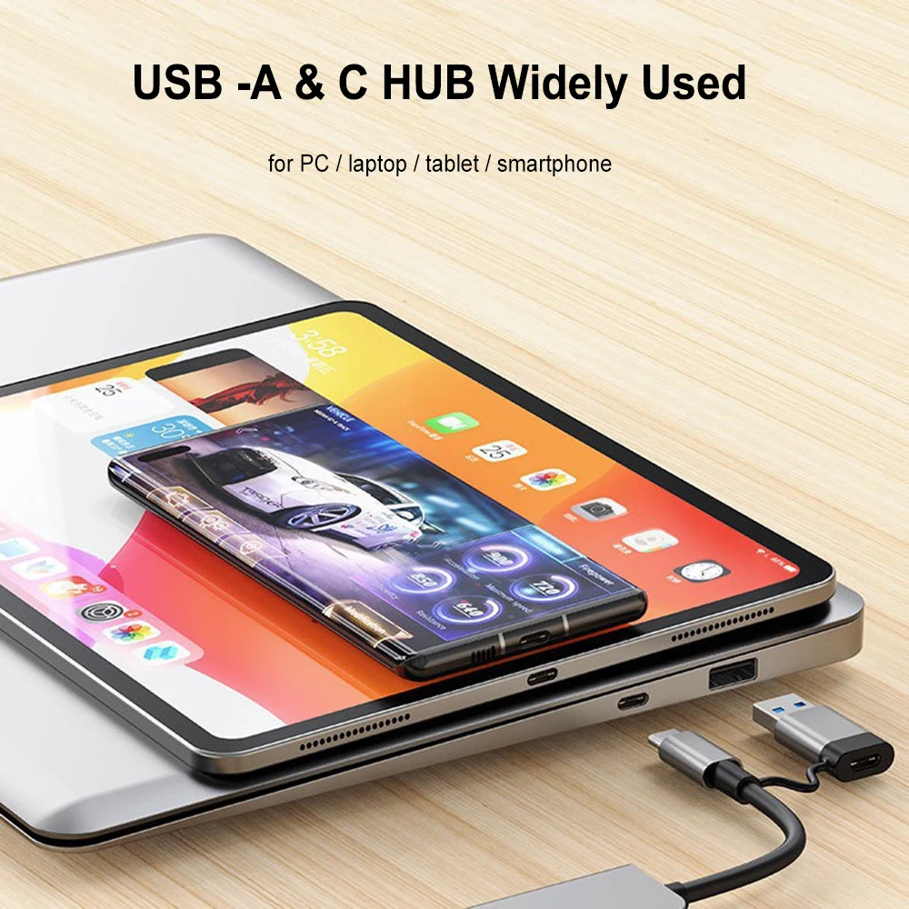 USB C Hub USB Splitter 8 en 2 extensor USB USBC tipo c estación de acoplamiento lector de tarjetas TF/SD adaptador OTG de alta velocidad para Macbook PC