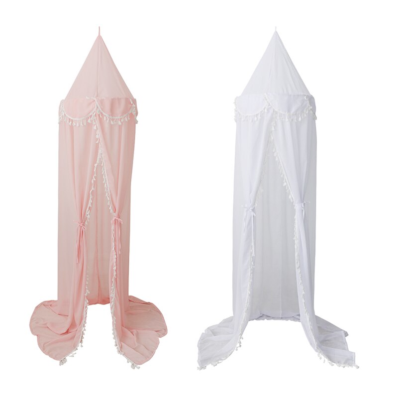 KAMIMI Nuovo bambino Camera Palla di Pelo Nappa Della Decorazione Della Casa Del Merletto e Letto per Bambini chiffon Petalo Tenda Volant Zanzara Netto