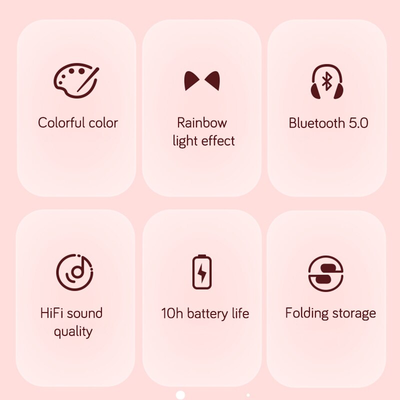 Mignon LED chat oreille Bluetooth sans fil casque pliable chat oreille casque de jeu casque pour musique casque avec micro