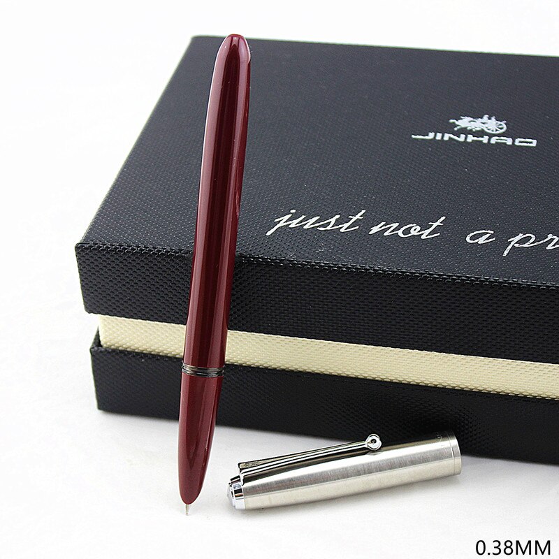 Vintage artistic Fountain pen Steel metal cap 0.38mm extra fine pens Jinhao 51A Stationery Office school supplies A6994: Q / 0.38MM