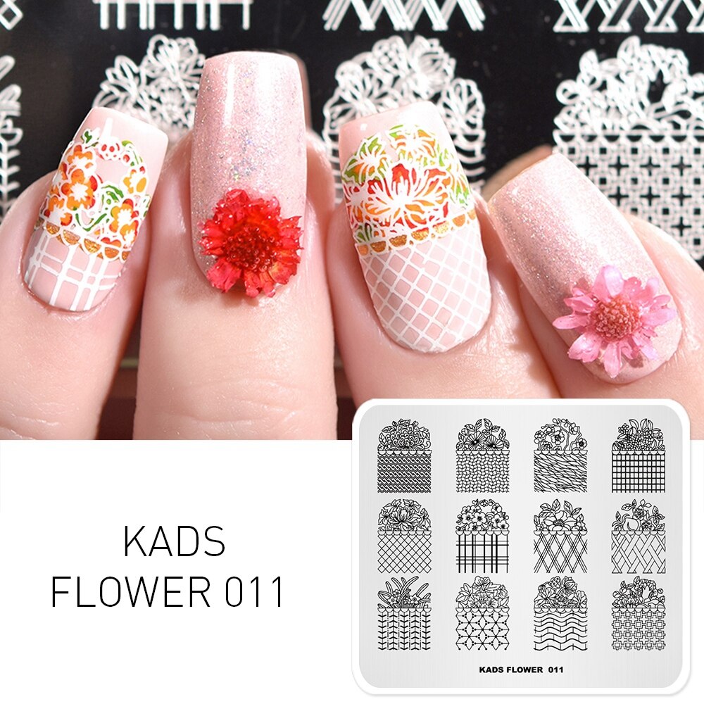 1pc negle stempel plade blonde blomster mønster nail art stempel skabelon gør det selv negle design manicure plader print stencil værktøjer