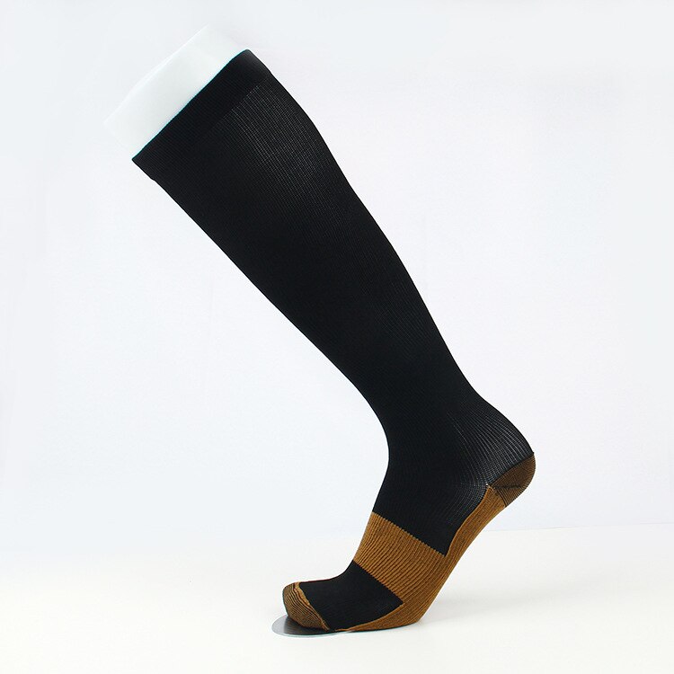 Jeseca unisex strømper kompresjon lang sox stripe trykk åreknuter strømpe kne støtte stretch trykk sirkulasjon: Svart / L  xl 22cm 38cm