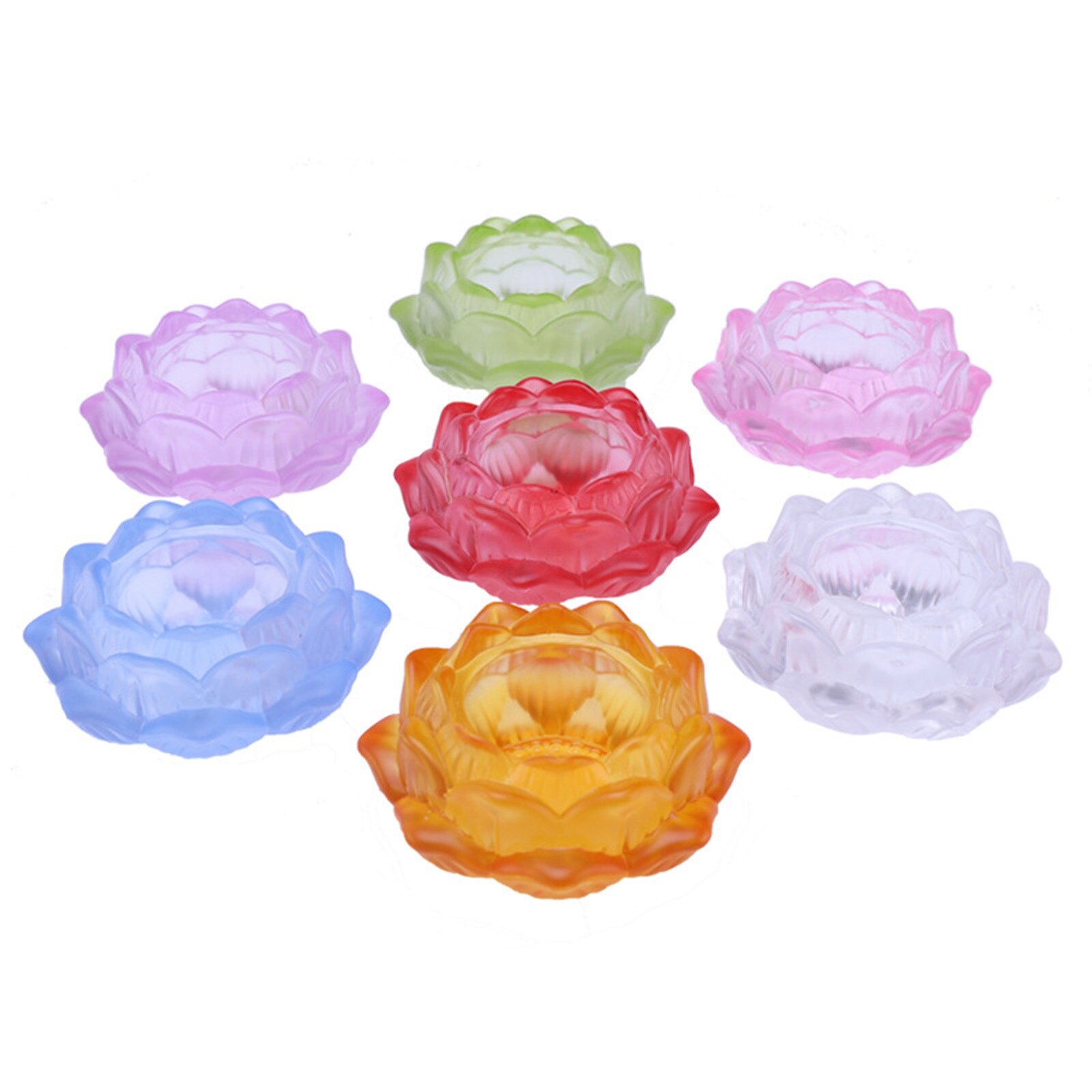 45#Crystal Glass Lotus Flower Candle Tea Light Holder Buddhist Candlestick Wedding Bar Party Valentine's Day Decor