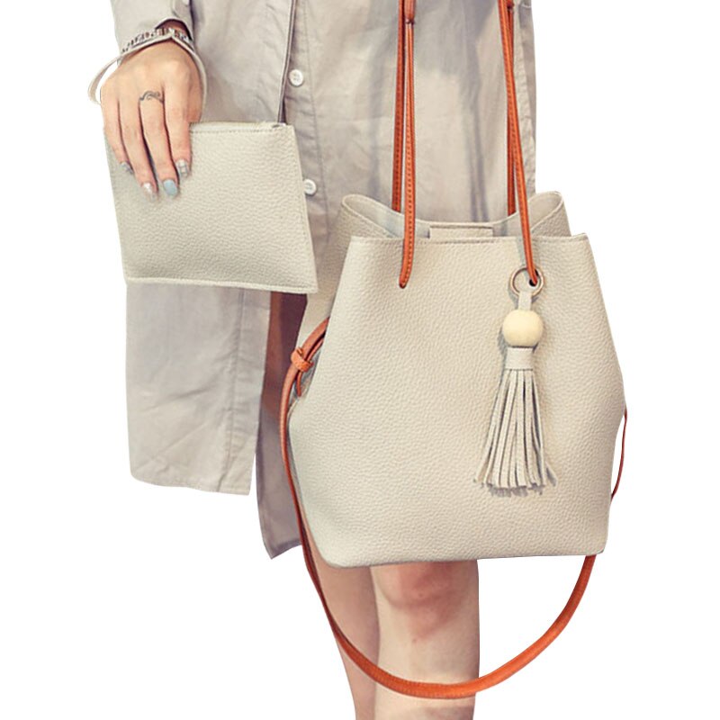 Frauen Schulter Tasche mit Handtasche Set Tote Messenger Satchel Umhängetasche Taschen SER88: Grau