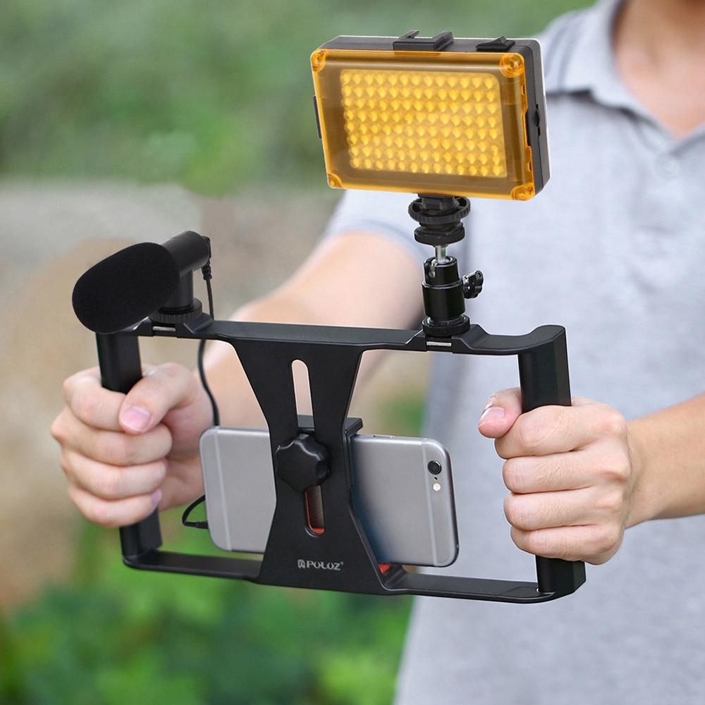 Smartphone Vlogging Rig Set Professionele Kit 104 Leds Licht Microfoon Statief Telefoon Stand 40P